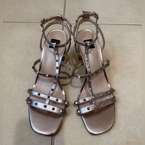 White House Black Market Brooklyn Bronze Studded Heels Sandals Size 7M
